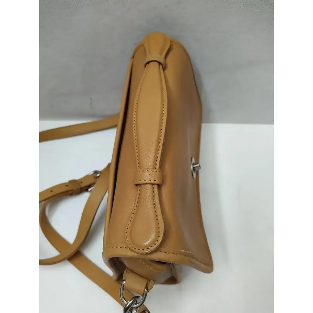 Coach Tan Camel Leather Turnlock Flap Closure Crossbody Bag - Vintage